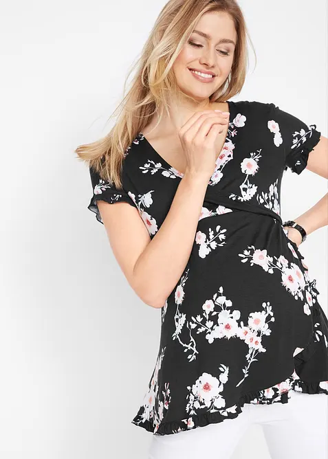 Blommig mamma-/amningstunika i viskos, bonprix
