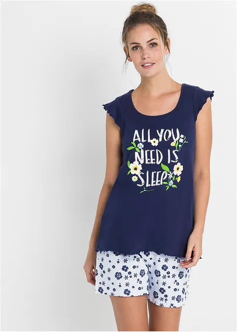 Kort pyjamas av ren bomull, bonprix