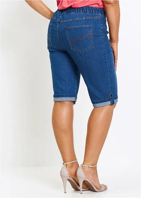 Jeansbermudas med res&aring;rmidja, bonprix