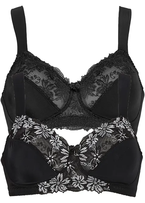 BH utan bygel, med vadderade axelband (2-pack), bonprix