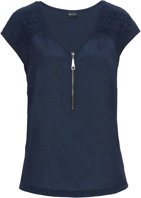 Topp med spetsinf&auml;llning, bonprix