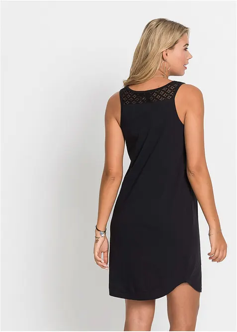 Jerseykl&auml;nning i bomull med spets, bonprix