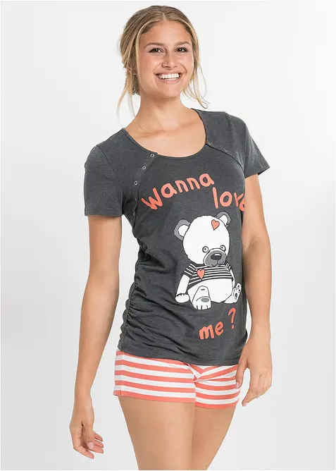 Amningspyjamas med shorts och ekologisk bomull, bonprix