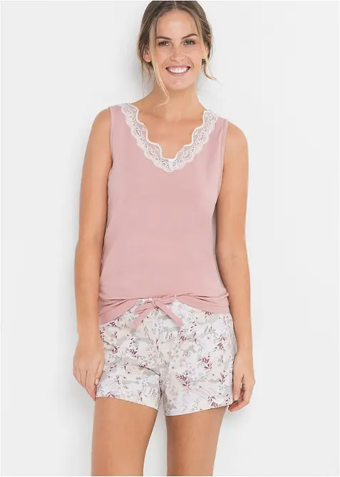 Kort pyjamas med spets, bonprix