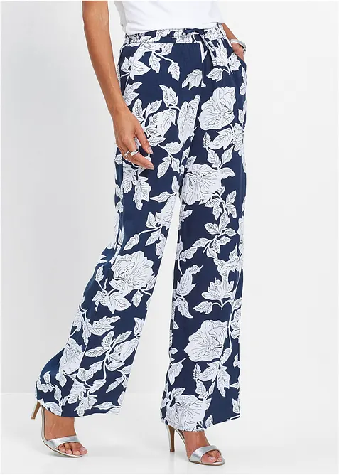 Mönstrad palazzobyxa i viskos, bonprix