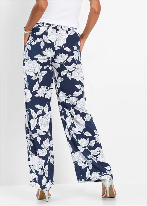 Mönstrad palazzobyxa i viskos, bonprix