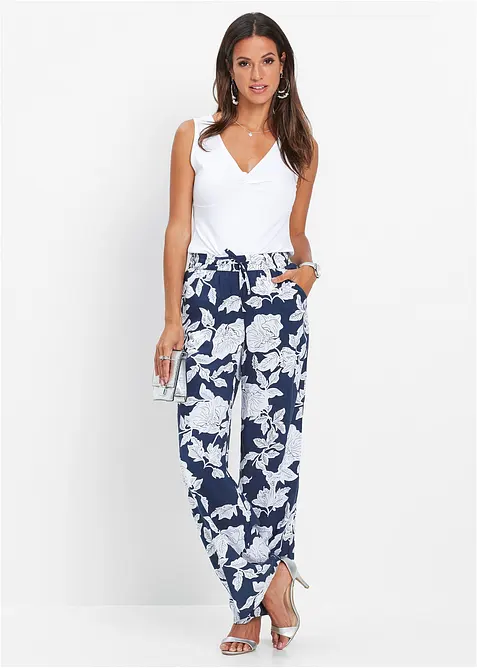 Mönstrad palazzobyxa i viskos, bonprix