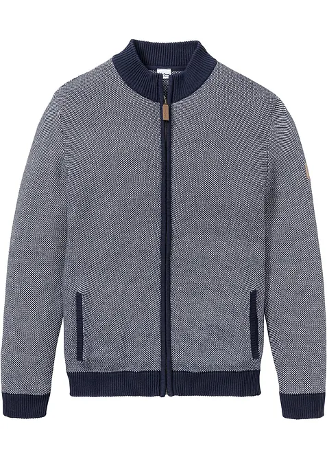 Cardigan i ren bomull med ståkrage, bonprix