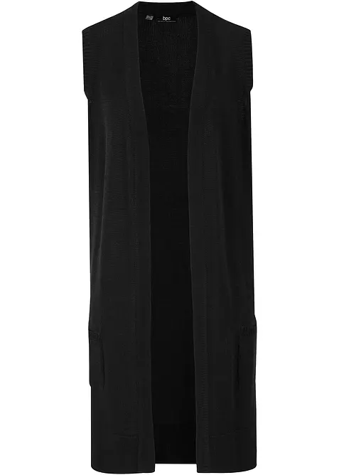 L&aring;ng stickad v&auml;st med fickor, bonprix