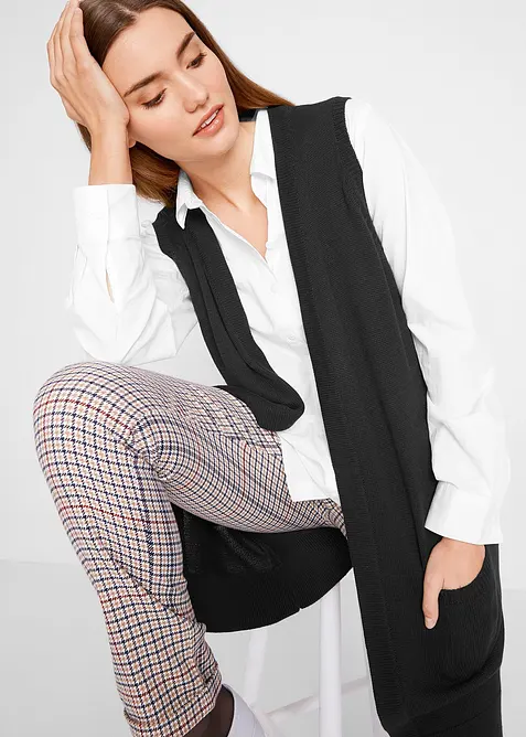 L&aring;ng stickad v&auml;st med fickor, bonprix