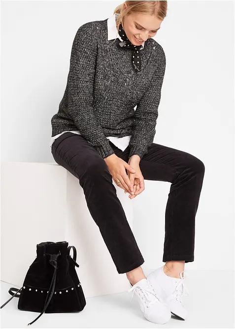 Stretchig manchesterbyxa, raka ben, bonprix