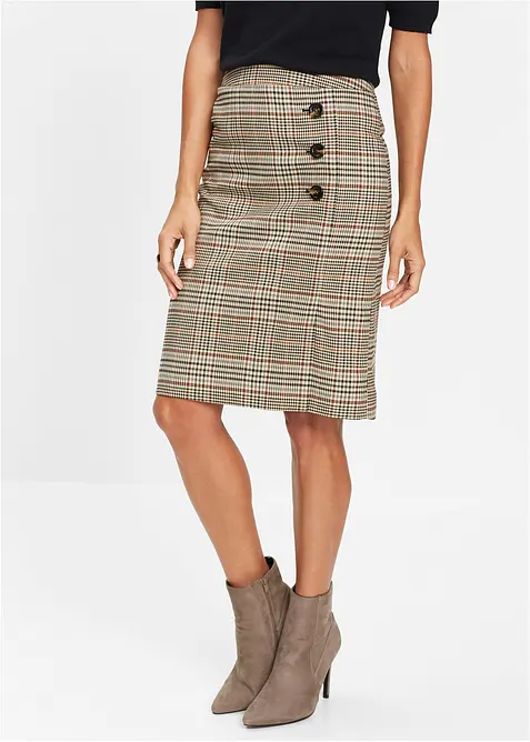 Pennsmal kjol med knappar, bonprix