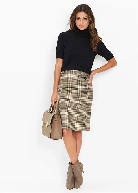 Pennsmal kjol med knappar, bonprix