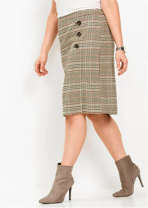 Pennsmal kjol med knappar, bonprix