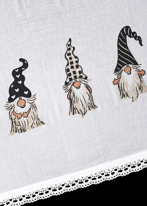 Caf&eacute;gardin med tomtenissar, ekologisk bomull, bonprix