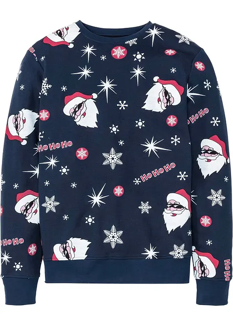 Sweatshirt med julmotiv och mjukt ruggad insida, bonprix