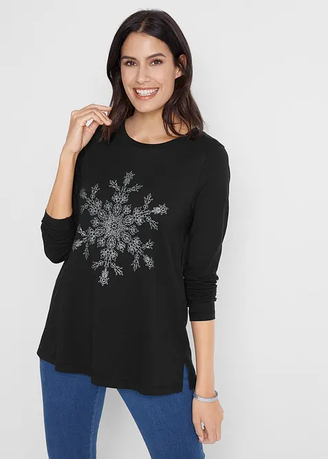 Långärmad topp i ren bomull, bonprix