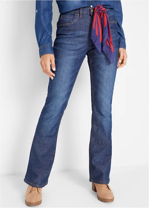 Fodrade jeans med Bootcut och High Waist, bonprix