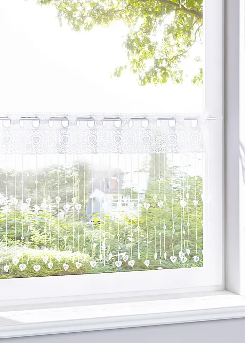 Cafétrådgardin med hjärtan, bonprix