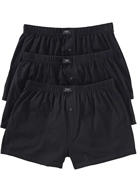 Ledigt skurna jerseyboxershorts i bomull (3-pack), bonprix