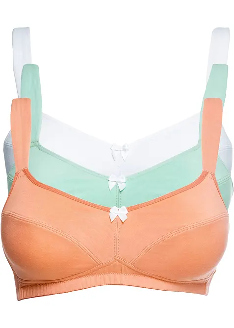 BH med bomull utan bygel  (3-pack), bonprix