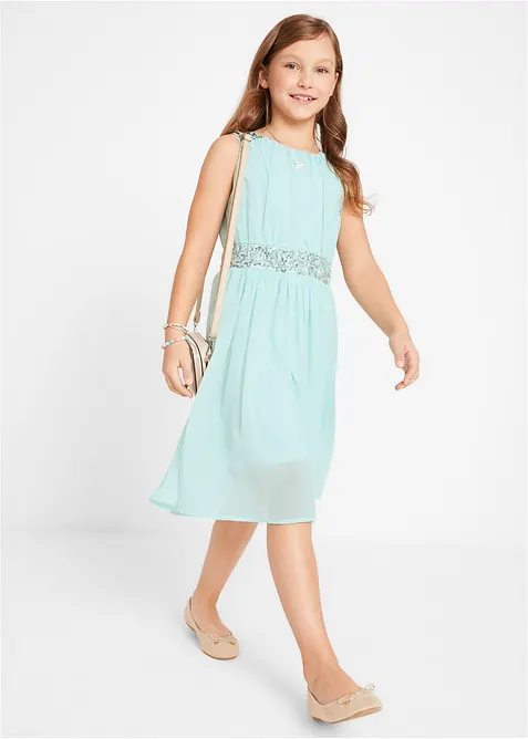 Chiffongklänning med paljettband, bonprix