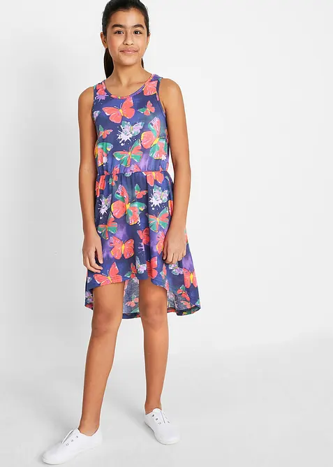 Jerseyklänning med längre bakstycke för barn, bonprix