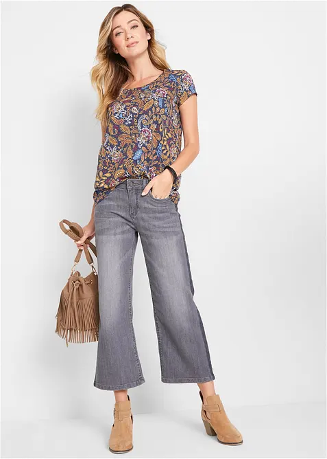 M&ouml;nstrad bomullstopp, kort&auml;rmad, bonprix