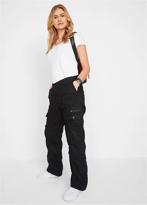 Cargojeans i bomull, Mid Waist, bonprix