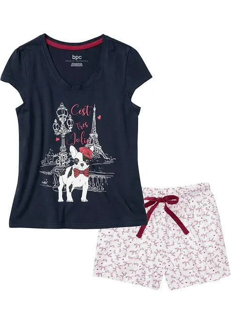 Pyjamas med shorts, av ren bomull, bonprix