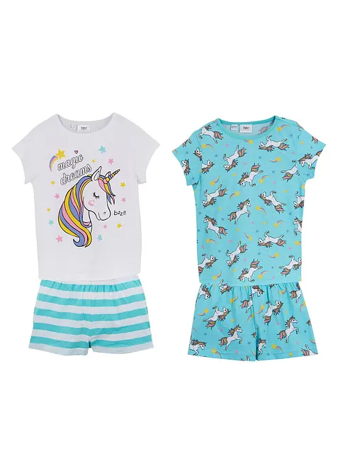Pyjamas med shorts, av ren bomull (4 delar), bonprix