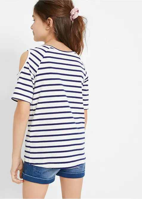 Cold shoulder-topp med ekologisk bomull för barn (2-pack), bonprix