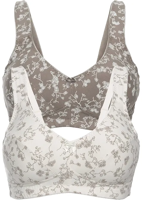 BH utan bygel (2-pack) i ekologisk bomull, bonprix