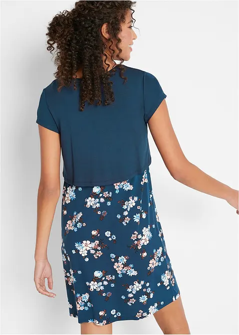 Blommig mamma-/amningsklänning i jersey, bonprix