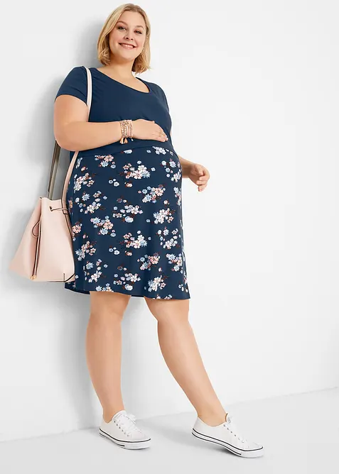 Blommig mamma-/amningsklänning i jersey, bonprix