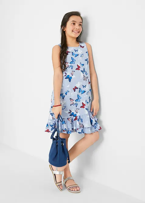 Volangklänning för barn i jersey av ekologisk bomull, bonprix