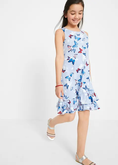 Volangklänning för barn i jersey av ekologisk bomull, bonprix