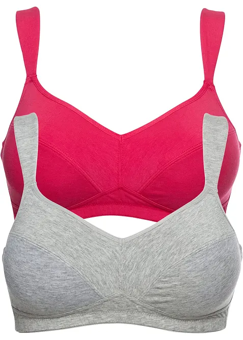 BH utan bygel med ekologisk bomull (2-pack), bonprix