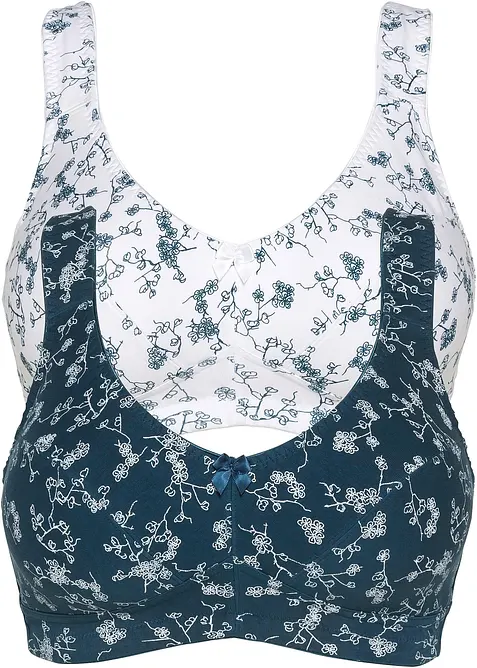 BH utan bygel (2-pack) i ekologisk bomull, bonprix