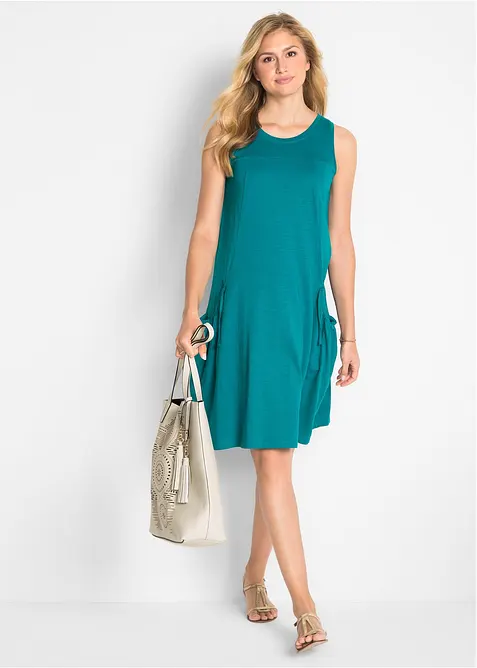 Jerseykl&auml;nning i bomull med fickor, bonprix