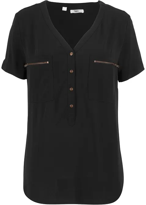 Viskosblus, kortärmad, bonprix