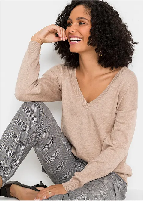 V-ringad oversizetröja i viskosmix, bonprix