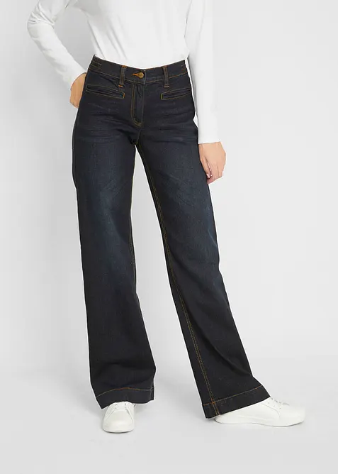 Wide Leg Jeans Mid Waist, med bekväm midja, bonprix