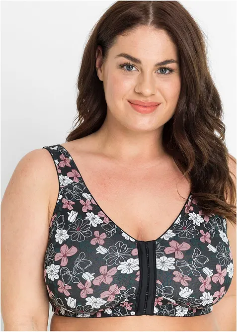 Framknäppt BH utan bygel  med bomull (2-pack), bonprix