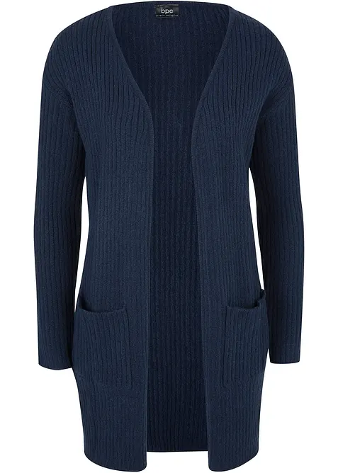 Lång cardigan av brett ribbstickat material, bonprix