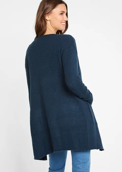 Lång cardigan av brett ribbstickat material, bonprix