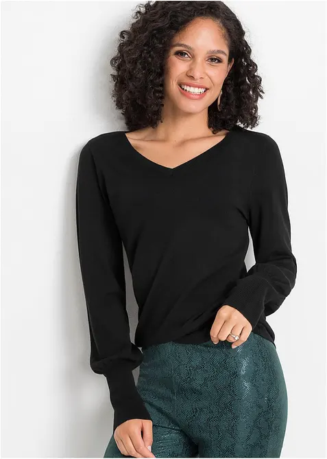 Finstickad tr&ouml;ja med h&aring;llbar viskos, bonprix