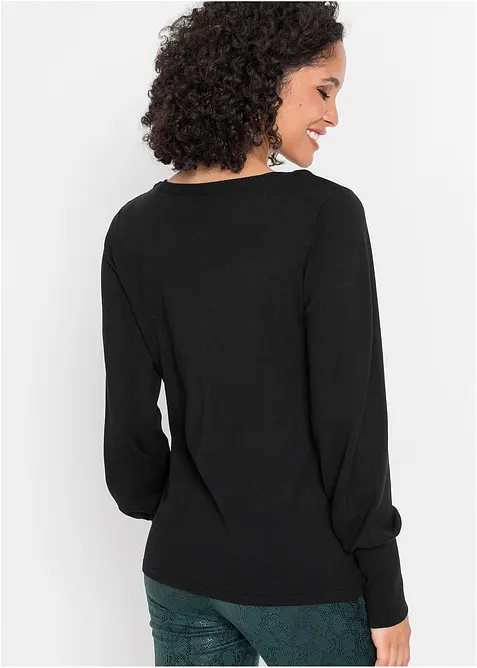 Finstickad tr&ouml;ja med h&aring;llbar viskos, bonprix