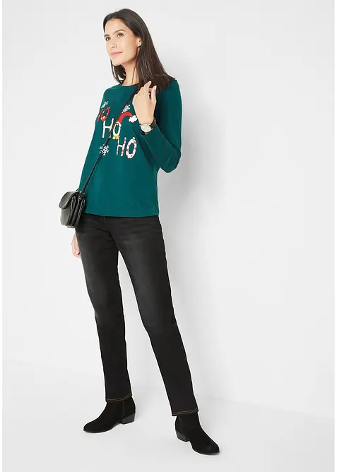 Fodrade jeans, Mid Waist, res&aring;rlinning Straight, bonprix