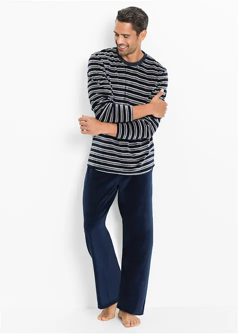 Långärmad pyjamas i mjuk plysch, bonprix